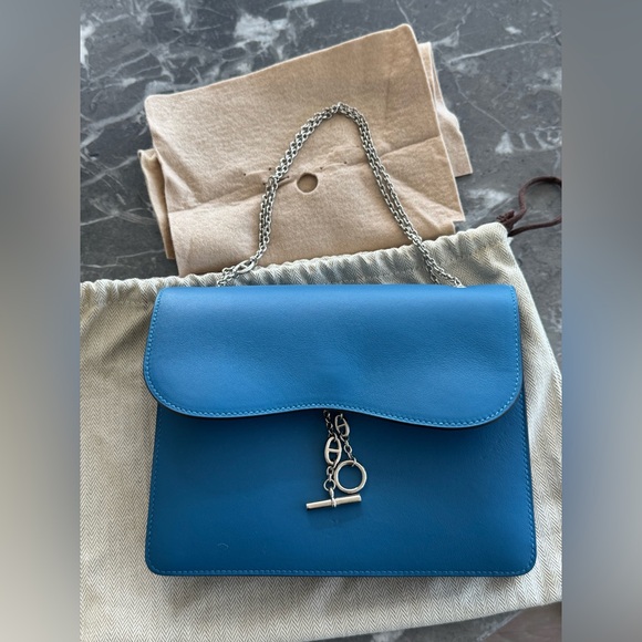 Hermes Handbags - Rare Hermès Catenina Bag In Bleu de Galice S7 Swift Palladium Hardware
